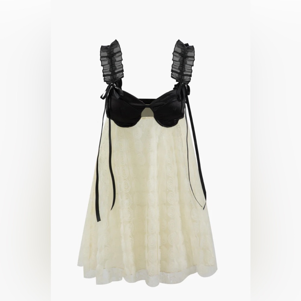 Frill Strap Floral Lace Backless Mini Dress